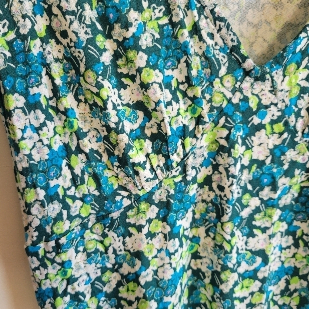 BP. Mini Dress Floral Blue Green Lightweight Long Sleeve Small S - Picture 5 of 9
